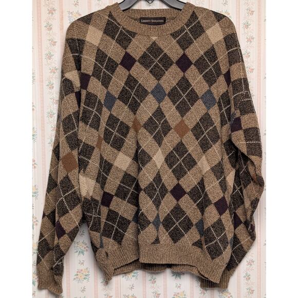 Vtg Liberty Sweaters Argyle Pullover Sweater MENS SIZE L Heavy USA Dad Grandpa - Picture 5 of 7